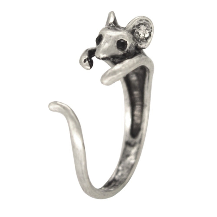 European and American new creative fashion mouse animal adjustable ring cross-border retro alloy ring for women ?